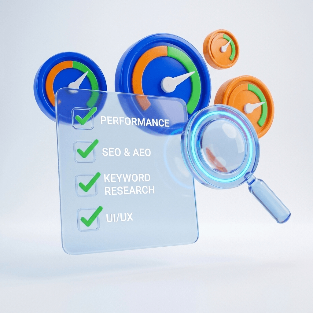 Illustration of website analytics and checks